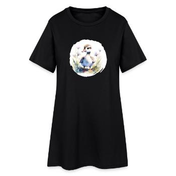 Oies poussin aquarelle - Robe T-shirt Femme - noir - Devant