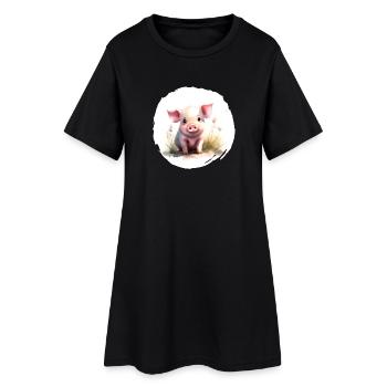 Aquarelle de porcelet - Robe T-shirt Femme - noir - Devant