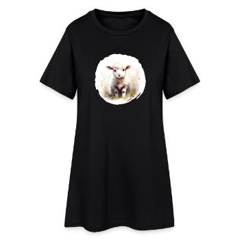 Aquarelle d’agneau - Robe T-shirt Femme - noir - Devant