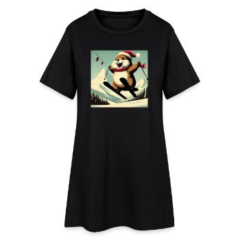 Marmotte Ski Affiche Vintage - Robe T-shirt Femme - noir - Devant