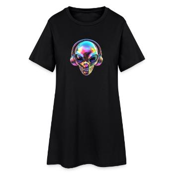 Tête extraterrestre chromatique avec casque - Robe T-shirt Femme - noir - Devant