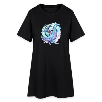 Buckelwal mit Kalb - Frauen T-Shirt-Kleid - Schwarz - Vorne