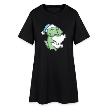 Crocodile avec oreiller et bonnet somnolent - Robe T-shirt Femme - noir - Devant
