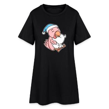 poulet avec oreiller et bonnet somnolent - Robe T-shirt Femme - noir - Devant