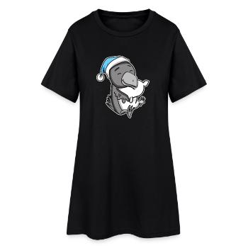 Corbeau avec oreiller et bonnet somnolent - Robe T-shirt Femme - noir - Devant