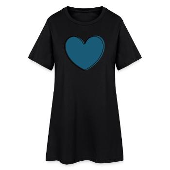 Cadeau coeur bleu - Robe T-shirt Femme - noir - Devant