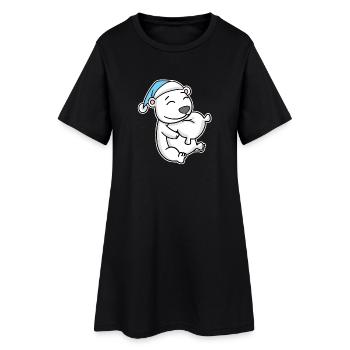 Ours polaire avec oreiller et bonnet somnolent - Robe T-shirt Femme - noir - Devant