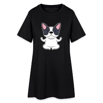 Yoga - Motif de chien bouledogue français - Robe T-shirt Femme - noir - Devant