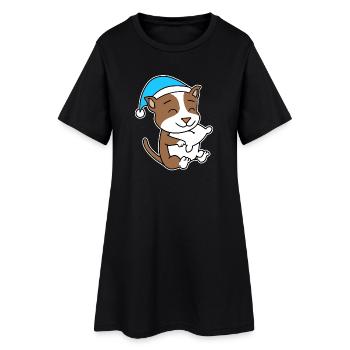 Staffordshire Bull Terrier Chien fatigué de sommeil - Robe T-shirt Femme - noir - Devant