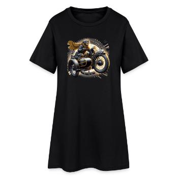 Auf zu neuen Abenteuern - Frauen T-Shirt-Kleid - Schwarz - Vorne