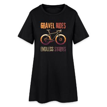 Gravelbike-Touren Endlose Geschichten T-Shirt - Frauen T-Shirt-Kleid - Schwarz - Vorne