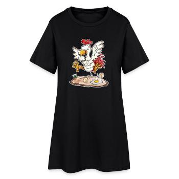 Funny Chicken - Farmer Farmers Chicken Chickens - Women’s T-Shirt Dress - black - Front