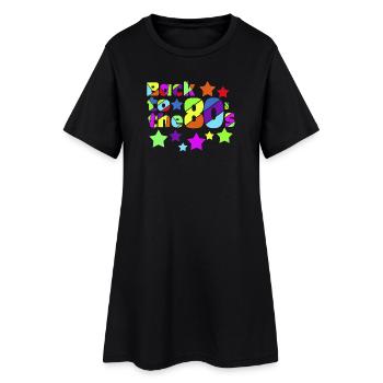 Back to the 80s Neon Stars - Women’s T-Shirt Dress - black - Front