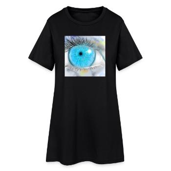 Faszinierende blaue Augenillustration - Frauen T-Shirt-Kleid - Schwarz - Vorne
