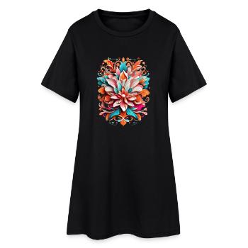 Colorful floral splendor pattern - Women’s T-Shirt Dress - black - Front