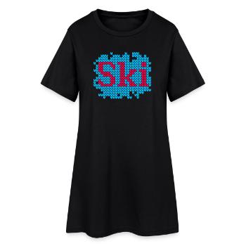 Ski Knit Hut Magic Knit Ski Holiday Fan - Robe T-shirt Femme - noir - Devant