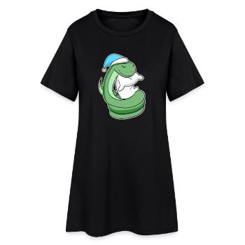 Serpent avec oreiller et bonnet somnolent - Robe T-shirt Femme - noir - Devant