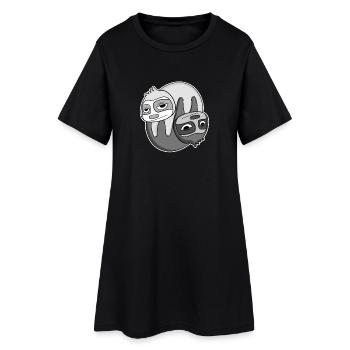 Signe Yin Yang Paresseux - Robe T-shirt Femme - noir - Devant