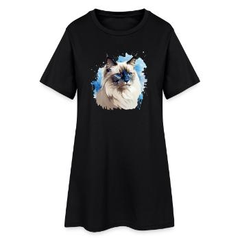 Cat Head Sacred Birman - Women’s T-Shirt Dress - black - Front