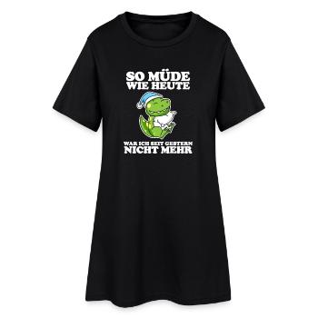 Müde Spruch lustig Schlafen Ausschlafen - Dino - Frauen T-Shirt-Kleid - Schwarz - Vorne