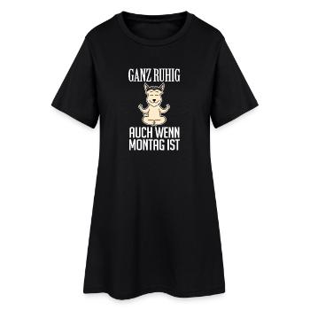 Montag Yoga Hund - Frauen T-Shirt-Kleid - Schwarz - Vorne