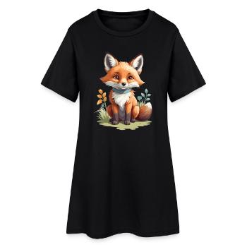 Mignon petit renard - Robe T-shirt Femme - noir - Devant