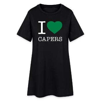 I LOVE CAPERS Kapern - Frauen T-Shirt-Kleid - Schwarz - Vorne