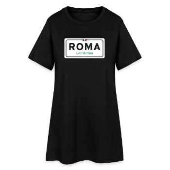 Signe de nom de lieu de Rome - Robe T-shirt Femme - noir - Devant