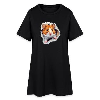 Hamster Hamster tête de hamster Hamster d’or Hamster nain - Robe T-shirt Femme - noir - Devant