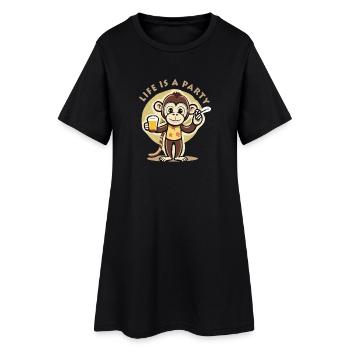 Life is a party affe - Frauen T-Shirt-Kleid - Schwarz - Vorne