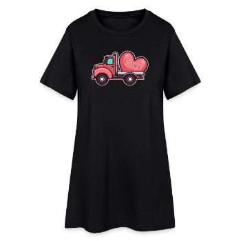 Camion avec coeur LOVE Saint-Valentin - Robe T-shirt Femme - noir - Devant