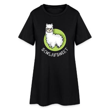 Chemise de nuit alpaga mignon nuit de sommeil animaux icône - Robe T-shirt Femme - noir - Devant