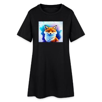 Neon Fairy Fox - Women’s T-Shirt Dress - black - Front