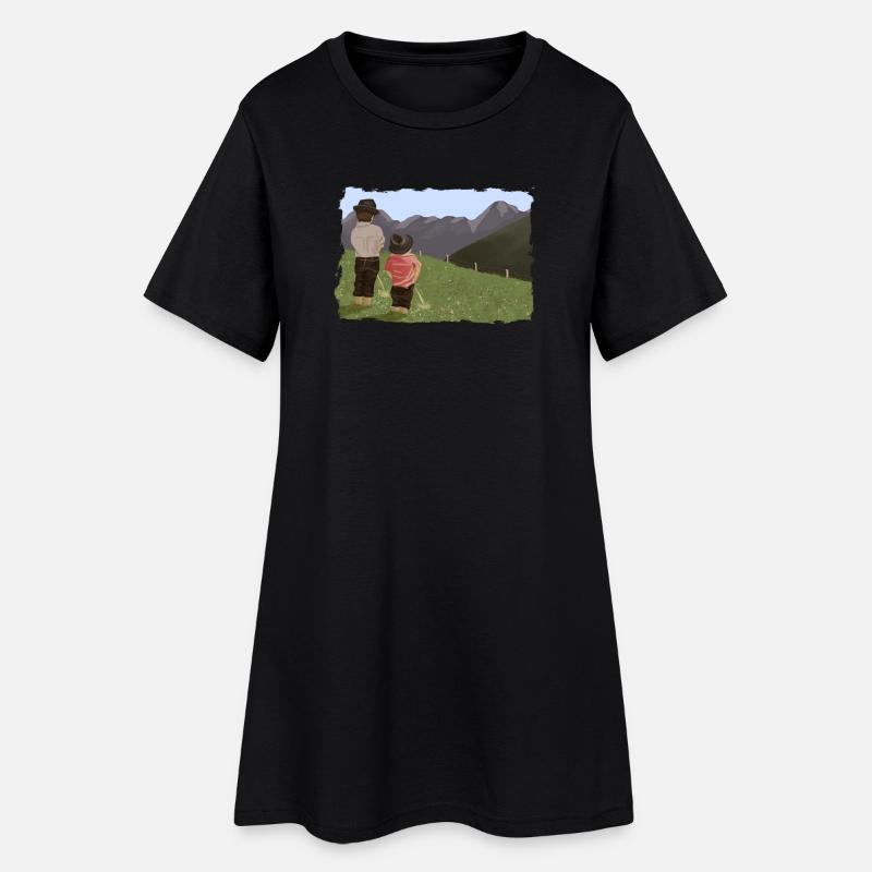 Biesler mit Aussicht - Frauen T-Shirt-Kleid - Schwarz