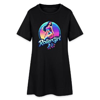 Vibrant Retro Roller Girl Illustration - Robe T-shirt Femme - noir - Devant
