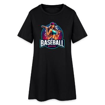 Baseball-Königin Weibliche Athletin Design - Frauen T-Shirt-Kleid - Schwarz - Vorne