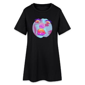 Collage lumineux Pop Art - Robe T-shirt Femme - noir - Devant