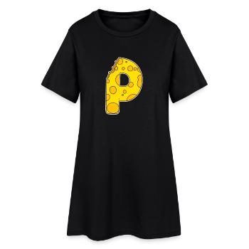 Letter P - Initial Letter P - Cheese Motif - Women’s T-Shirt Dress - black - Front