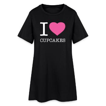 I LOVE CUPCAKES - Frauen T-Shirt-Kleid - Schwarz - Vorne