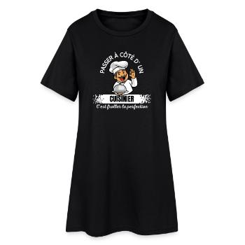 Chef cartoon: Passez à côté d’un cuisinier - Robe T-shirt Femme - noir - Devant