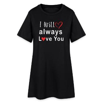 Je t’aimerai toujours Heart Design - Robe T-shirt Femme - noir - Devant
