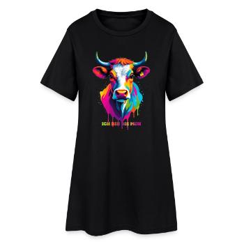 Süße bunte Kuh - Frauen T-Shirt-Kleid - Schwarz - Vorne