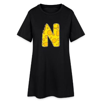 Lettre N - Lettre initiale N - Motif fromage - Robe T-shirt Femme - noir - Devant
