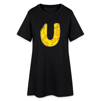 Letter U - Initial Letter U - Cheese Motif - Women’s T-Shirt Dress - black - Front