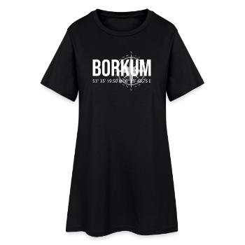Koordinaten Borkum - Frauen T-Shirt-Kleid - Schwarz - Vorne