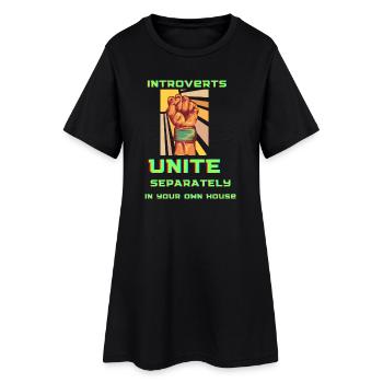 Introverts Unite: Homebound Fist - Frauen T-Shirt-Kleid - Schwarz - Vorne