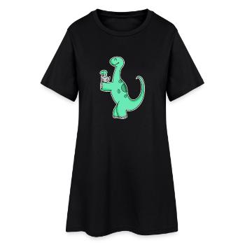 Dinosaure avec bébé dinosaure - Motif Dino - Robe T-shirt Femme - noir - Devant