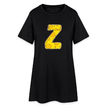 Letter Z - Initial Letter Z - Cheese Motif - Women’s T-Shirt Dress - black - Front