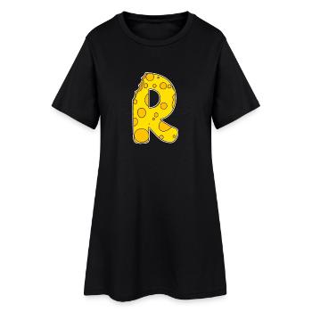 Letter R - Initial Letter R - Cheese Motif - Women’s T-Shirt Dress - black - Front
