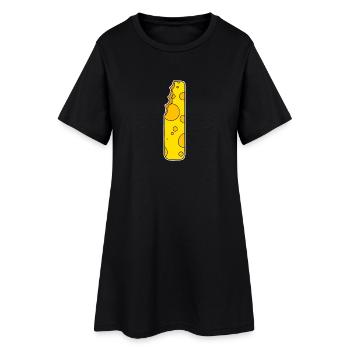 Letter I - Initial Letter I - Cheese Motif - Women’s T-Shirt Dress - black - Front